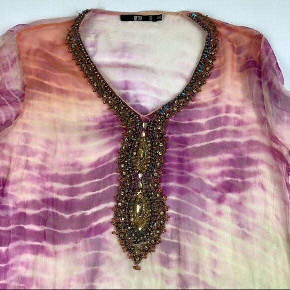 Bedo Sheer Gauzy Beaded Tunic Top Cover-up - Picture 3 of 11